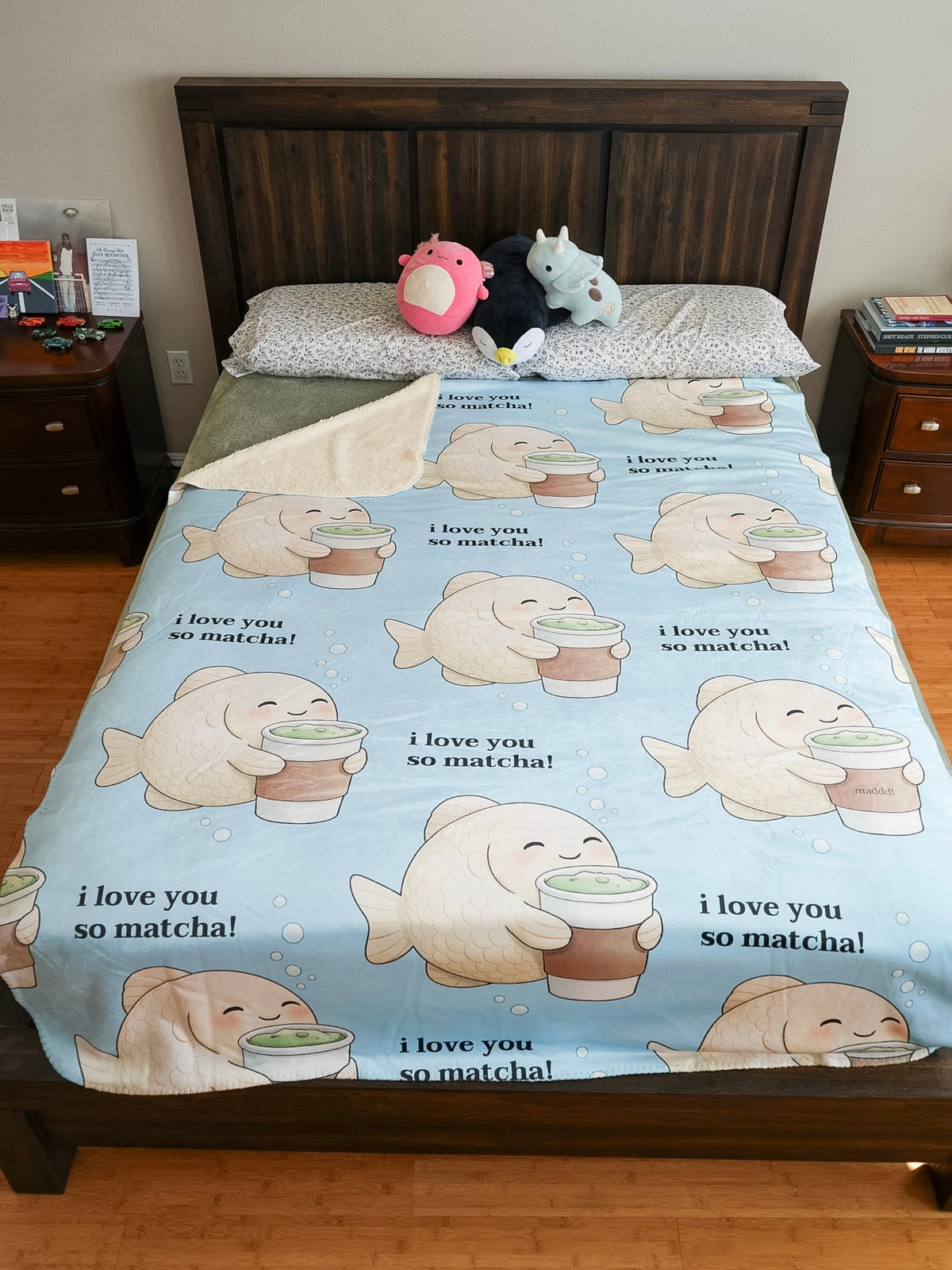 I Love You So Matcha Sherpa Fleece Blanket